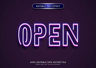 Neon metin düzenlenebilir efektini aç