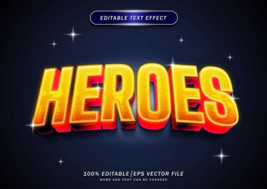 Kahramanlar düzenlenebilir metin efekti. temalı zarif renk