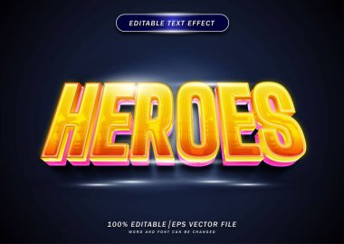 Kahramanlar düzenlenebilir metin efekti. temalı zarif renk