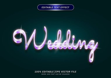 Lüks neon düğün düzenlenebilir metin efekti