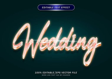 Lüks neon düğün düzenlenebilir metin efekti