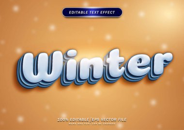 Kartopu arkaplanlı kışın düzenlenebilir metin efekti