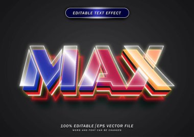 Renkli neon maksimum düzenlenebilir metin efekti