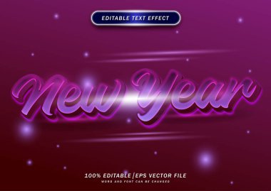 Happy new year text style effect. editable font template