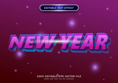 Happy new year text style effect. editable font template