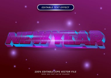 Happy new year text style effect. editable font template