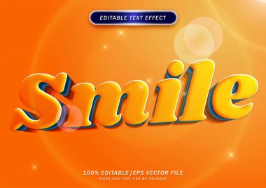 Gülümseme günü 3D metin etkisi. düzenlenebilir yazı tipi efekti