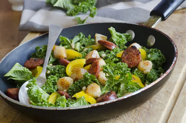 Scallops, Chorizo And Kale — Stock Image Scallops, Chorizo And Kale Stock Image