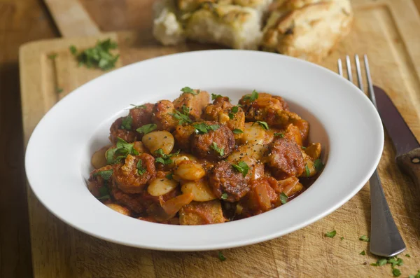 Estofado de cerdo y chorizo — Foto de Stock