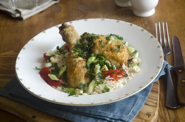 Chicken with spicy rice — Stock Photo, Image