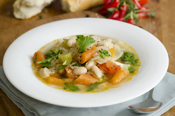 Bean and vegetable soup — Stock Photo, Image