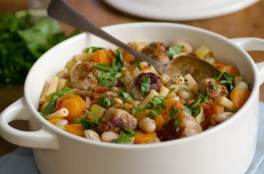 Meatball and pasta stew clipart