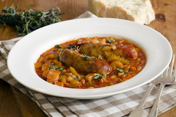 Sausage cassoulet — Stockfoto