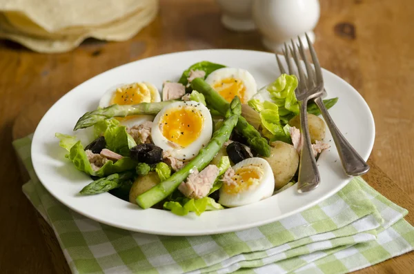 Asparagus and tuna salad — Stock Photo, Image