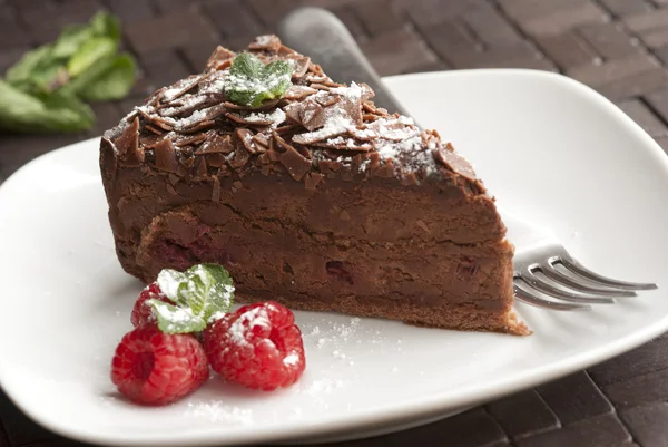 Tarte au chocolat et framboise — Photo