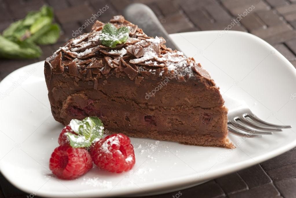 Chocolate and raspberry tart