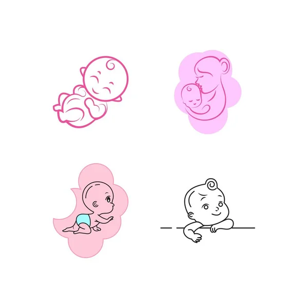 Baby Logo Vector Illustratie Pictogram Ontwerp — Stockvector