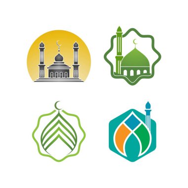 İslam logosu, Cami simgesi vektör şablonu
