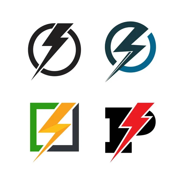 Power Lightning Logo Typ Mall Vektor Ikon Illustration Design — Stock vektor