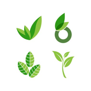 Yeşil yaprak logosu ekoloji doğa element vektör simgesi