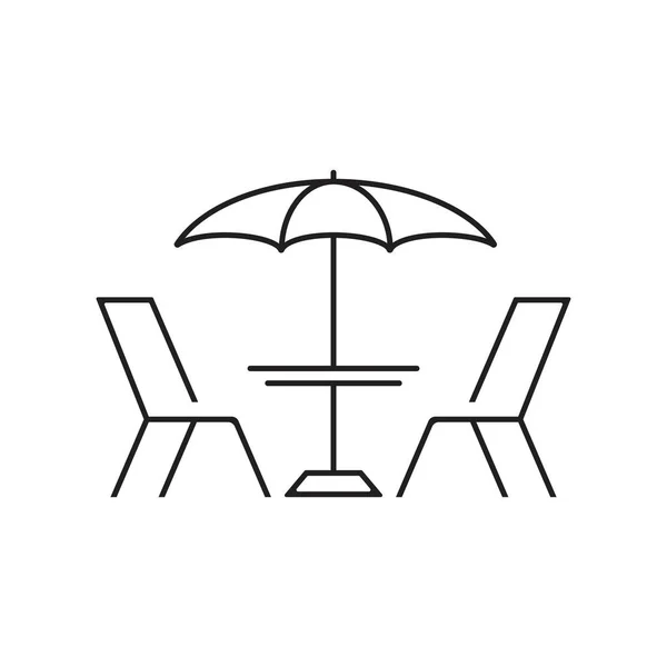 Umbrella Table Sea Logo Vector Icon Illustration Design — Stock Vector