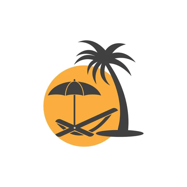 Ομπρέλα Πίνακα Θάλασσα Λογότυπο Διάνυσμα Εικονίδιο Εικονογράφηση Σχεδιασμό — Διανυσματικό Αρχείο