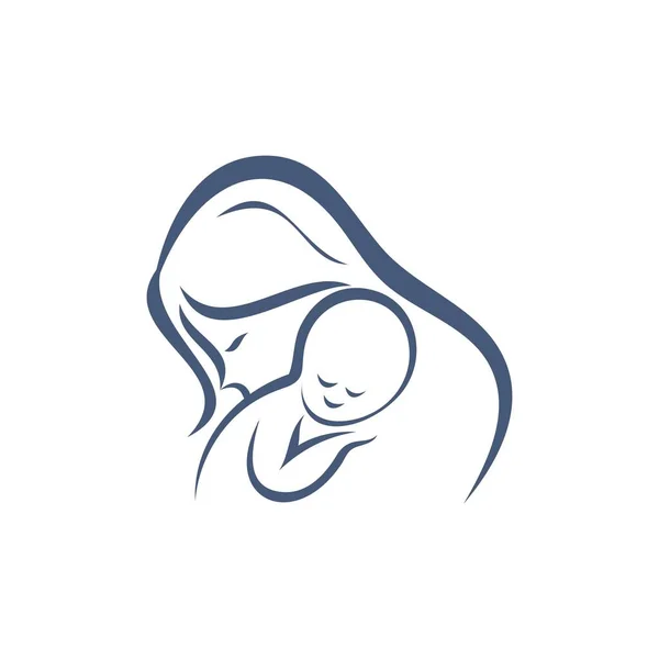 Mãe Dia Bebê Logotipo Vetor Ícone Ilustração Design —  Vetores de Stock