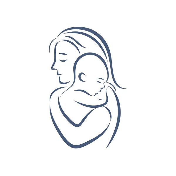 母の日赤ちゃんのロゴベクトルアイコンイラストデザイン — ストックベクタ