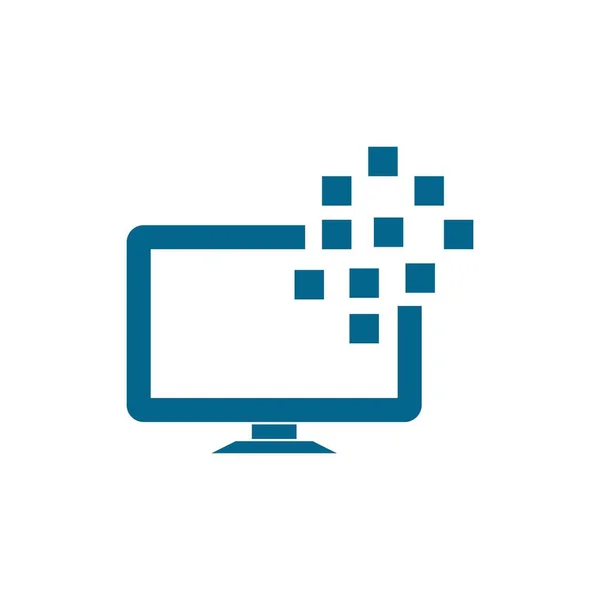 Computer Monitor Logo Vector Illustration Icon Design — Vettoriale Stock