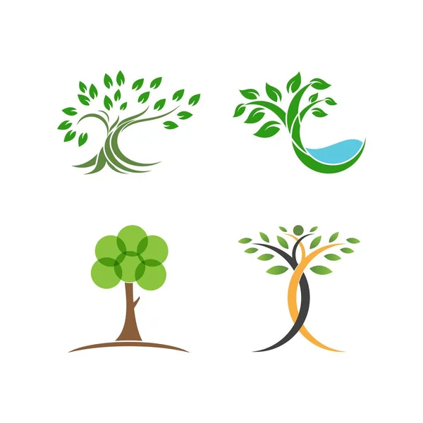 Σχεδιασμός Εικονογράφησης Εικονιδίου Φορέα Οικολογικού Σήματος Δέντρου — Διανυσματικό Αρχείο
