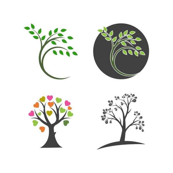 Árbol Ecología Logo Vector Icono Ilustración Diseño — Vector de stock