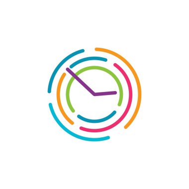 Saat zaman logo ikonu vektör şablonu çizim tasarımı