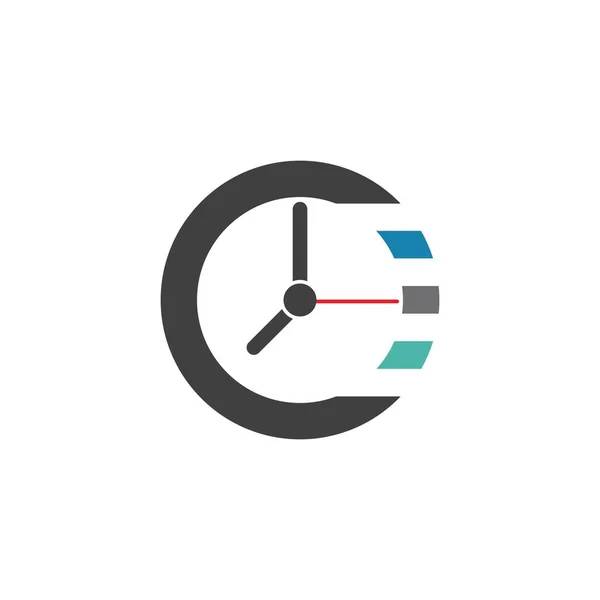 Relógio Tempo Logotipo Ícone Vetor Modelo Ilustração Design — Vetor de Stock