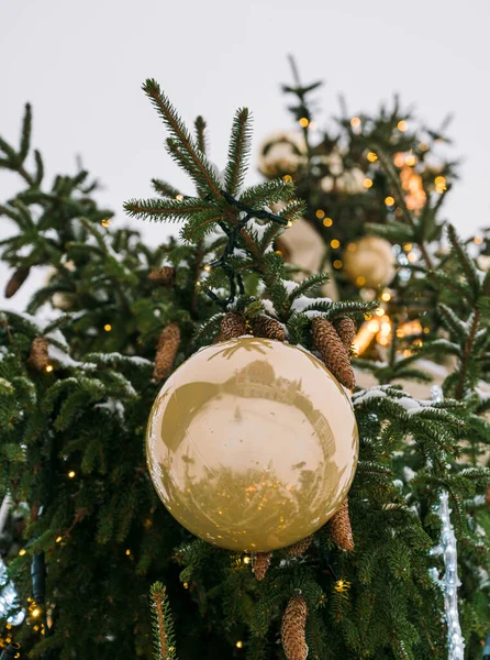 Close Decorated Christmas Tree Town Hall Square Riga Latvia Winter — Stok fotoğraf