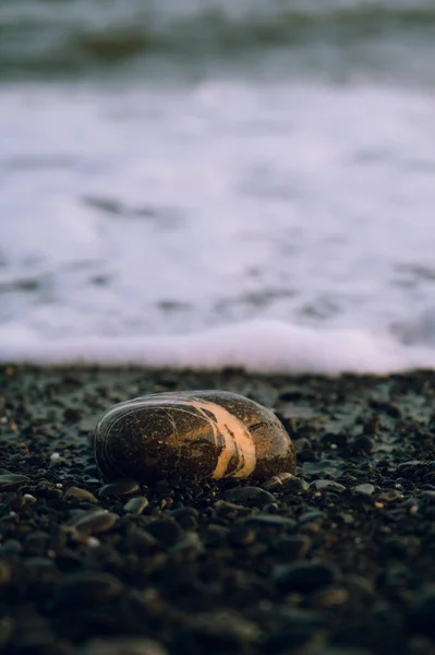 Close Small Stone Pebbled Beach Sea Background — Foto de Stock