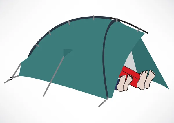 bir çadırda oturan iki turist