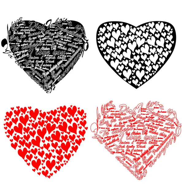 Black and red heart with hearts and the words I love you — Stock Vector