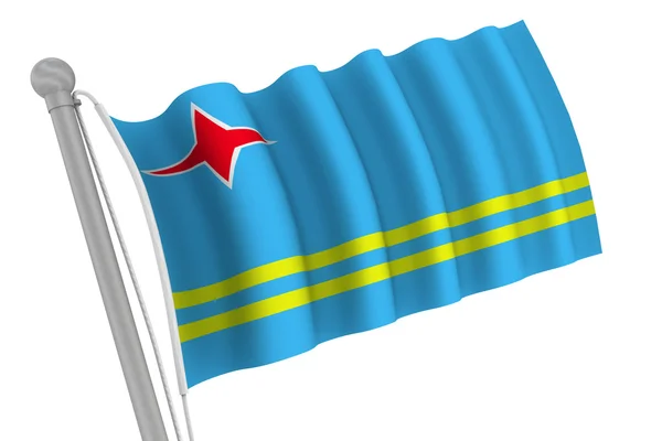 Aruba Flag On Pole — Stock Photo, Image