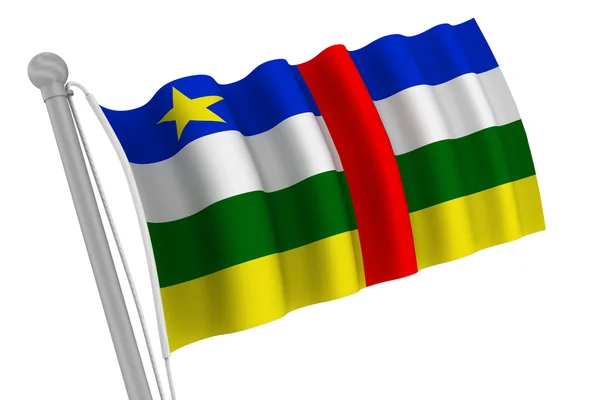 Central African Republic Flag On Pole — Stock Photo, Image