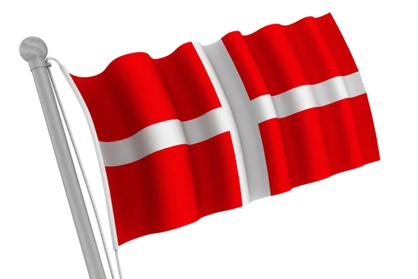 Denmark Flag On Pole — Stock Photo, Image