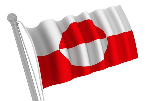 Greenland Flag On Pole — Stock Photo, Image