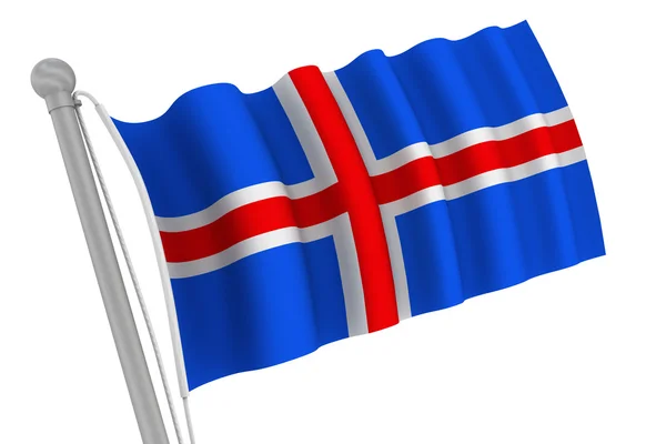 Iceland Flag On Pole — Stock Photo, Image