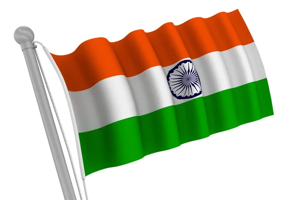 India vlag op pole-position — Stockfoto