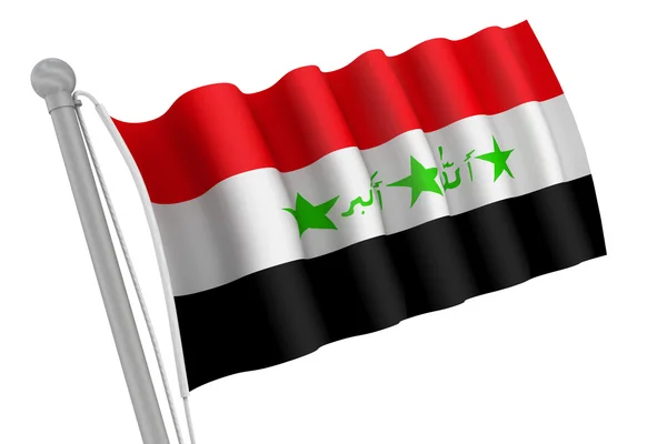在杆子上的伊拉克国旗 — 图库照片