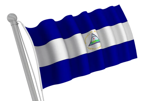 Flaga Nikaragui na słup — Zdjęcie stockowe