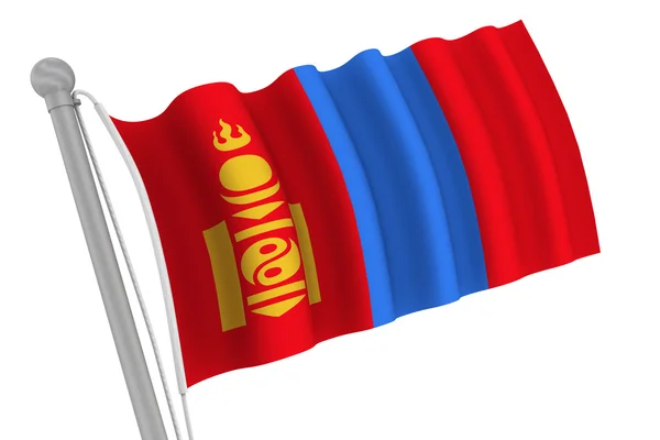 Mongolia Flag on Pole — Stock Photo, Image