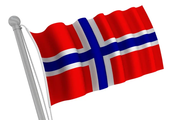 Norway Flag on Pole — Stock Photo, Image