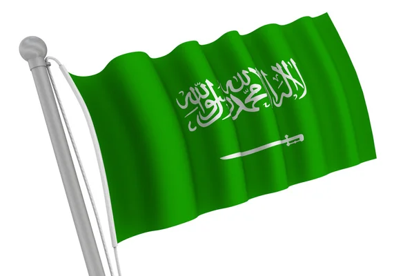 Saúdskoarabská vlajka na tyči — Stock fotografie