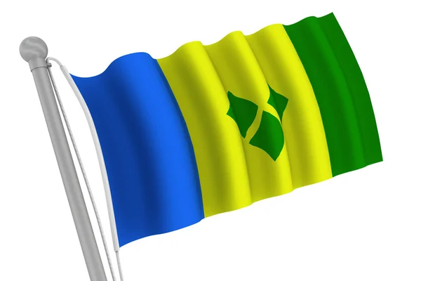 Saint Vincent Flag on Pole — Stock Photo, Image