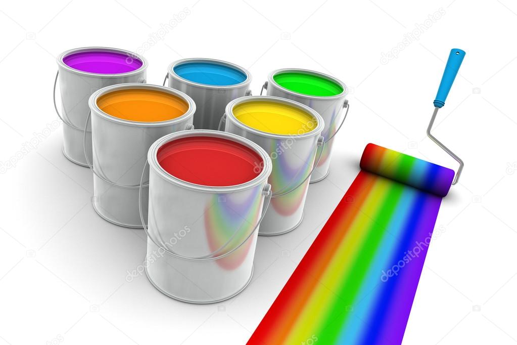 Rainbow Colors Paint and Roller Brush